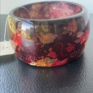 Forever 21 Floral Red and Gold Bracelet